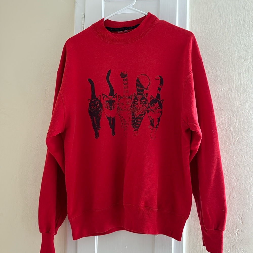 Vintage red cat sweater (with cat butts!)